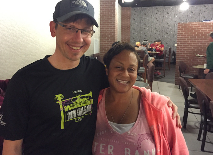 Trevor and Academy member Donna Isley before the New Orleans Rock 'n' Roll Marathon