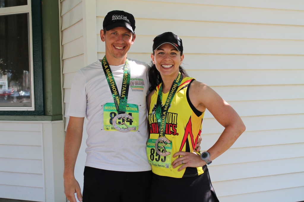 This picture says, "Hi, I'm looking kinda loony after running the Missoula Marathon."