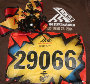 MCM bib, t-shirt and medal.