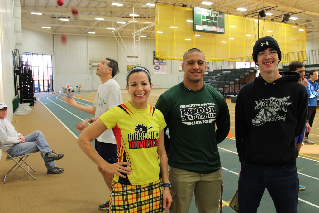 My lap counters Arthur and Tom.  Notice the juggler/runner behind us.