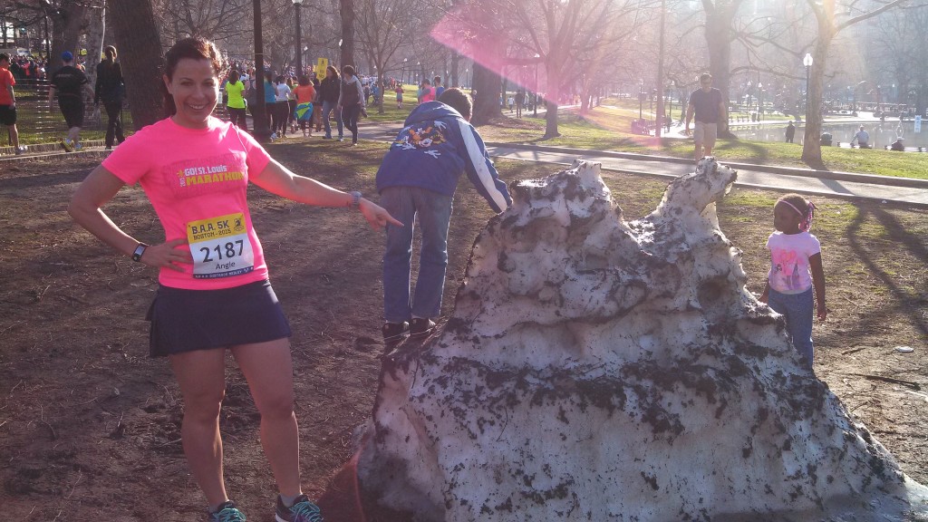 The last vestiges of winter on Boston Commons.