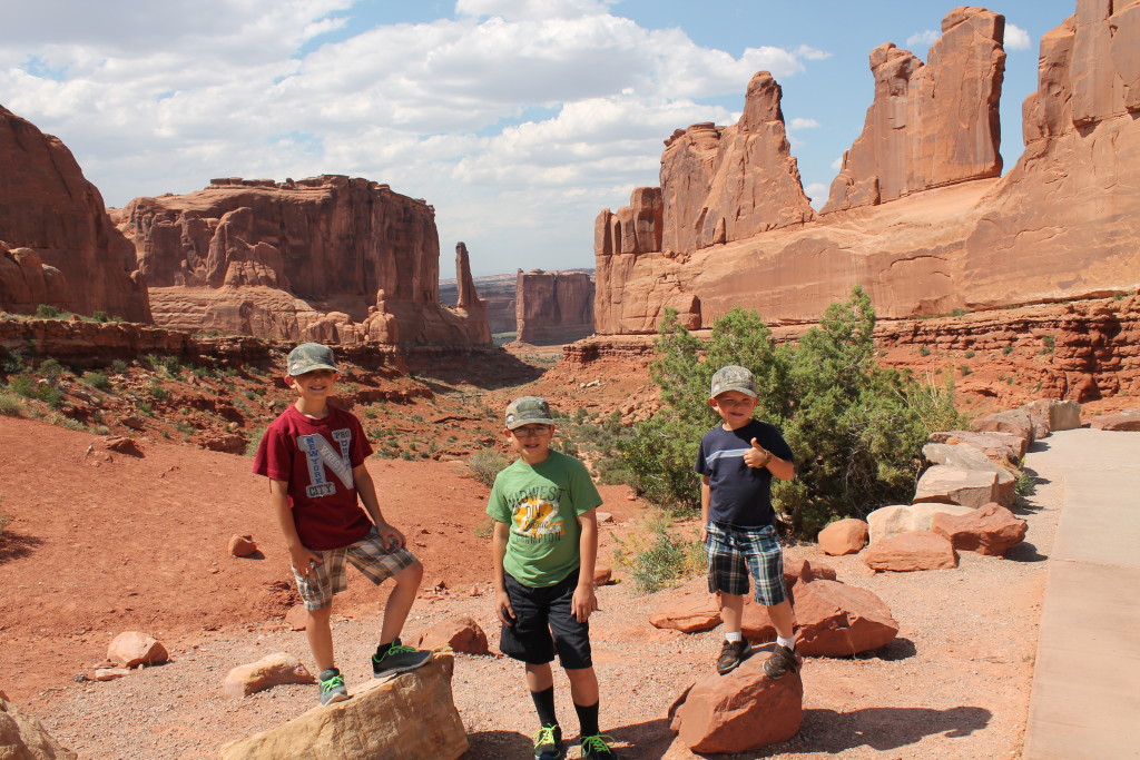 Arches National Park, Moab, Utah.   Matching hats are mandatory in Utah.