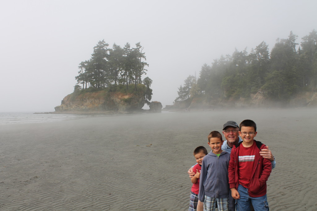 With Grandpa on the Washington Coast.  It's a sunny day in the Pacific Northwest!