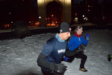 "Does the second biggest winter storm in NYC history stop my early morning workout group from meeting? Nope. We had fun doing burpees and high-knees in the snow."