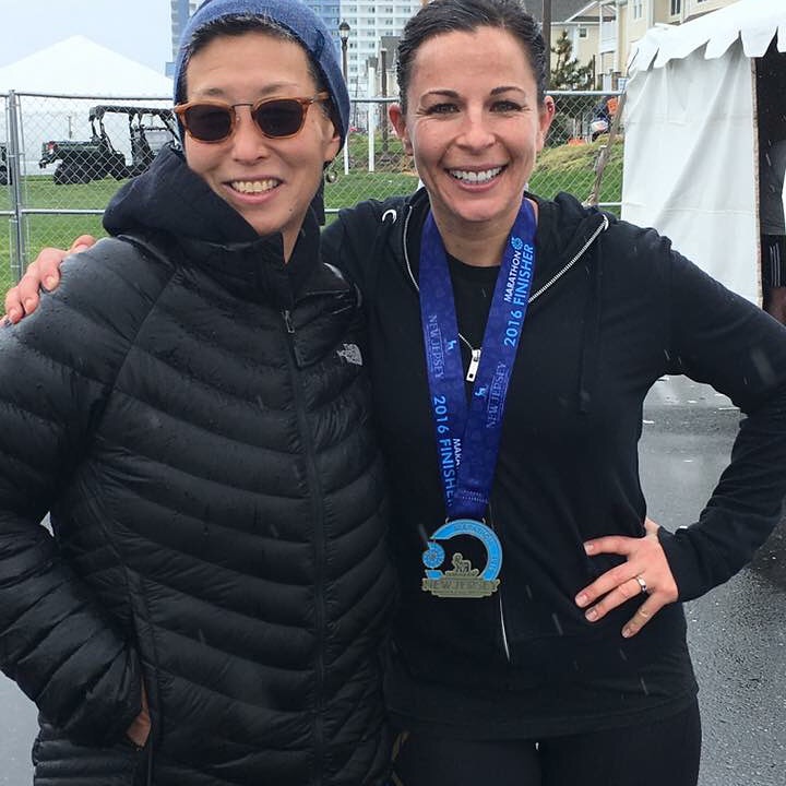 With my coaching client Anna Miyaji after the marathon.