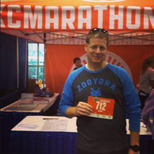 Picking up my first marathon bib, KC Marathon