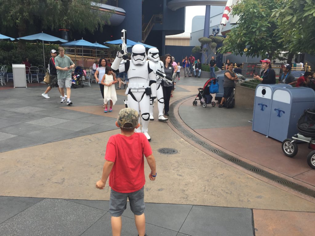Liam faces off with a Storm Trooper