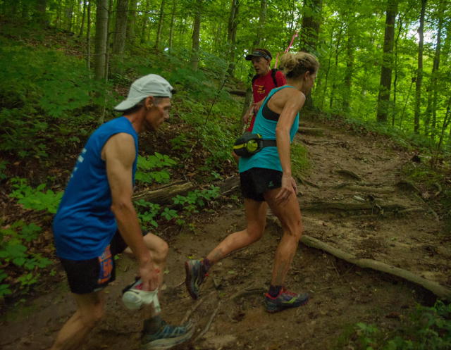 Henry Howard heading down the trail at the Buckeye Trail Ultra 